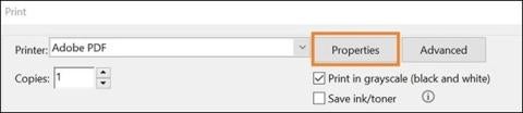 Screenshot identifying the "Properties" button