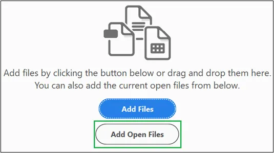 Screenshot identifying "Add Open Files" button