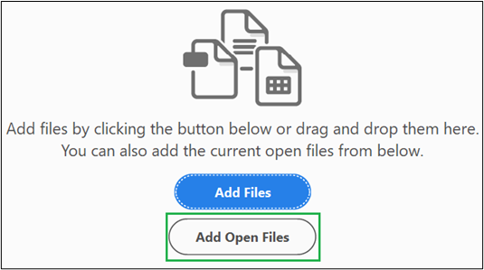 Screenshot identifying "Add Open Files" button