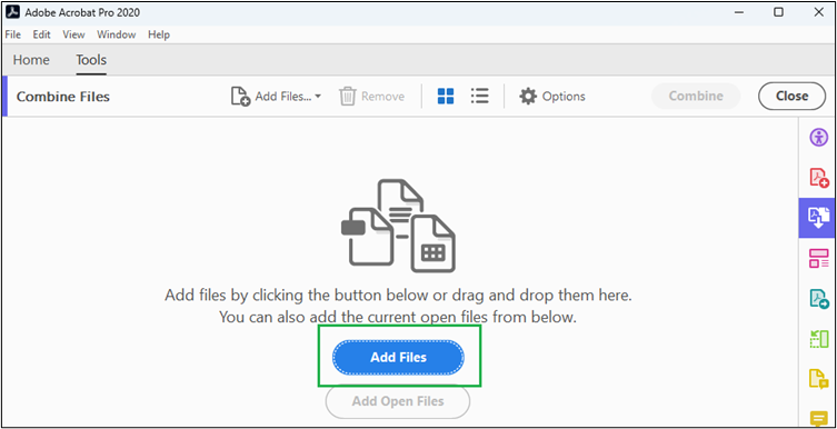 Screenshot of Adobe "Add Files" button