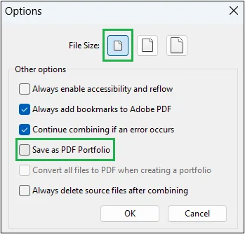 Screenshot indicating correct options