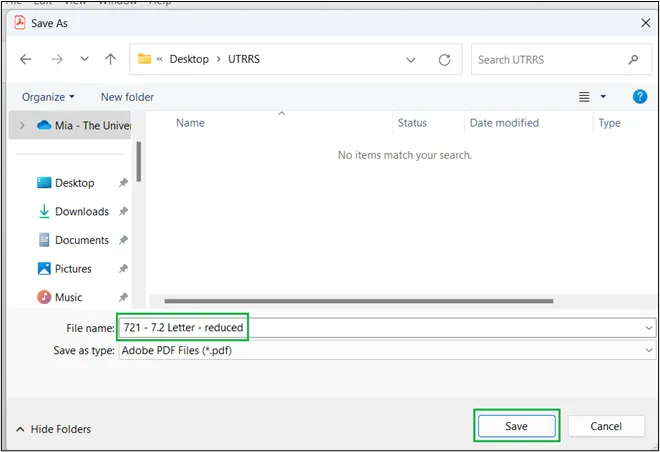 Screenshot of Adobe "save as" window showing file name