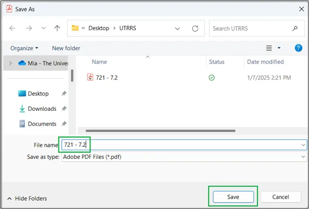 Screenshot of "save as" window with the file name highlighted